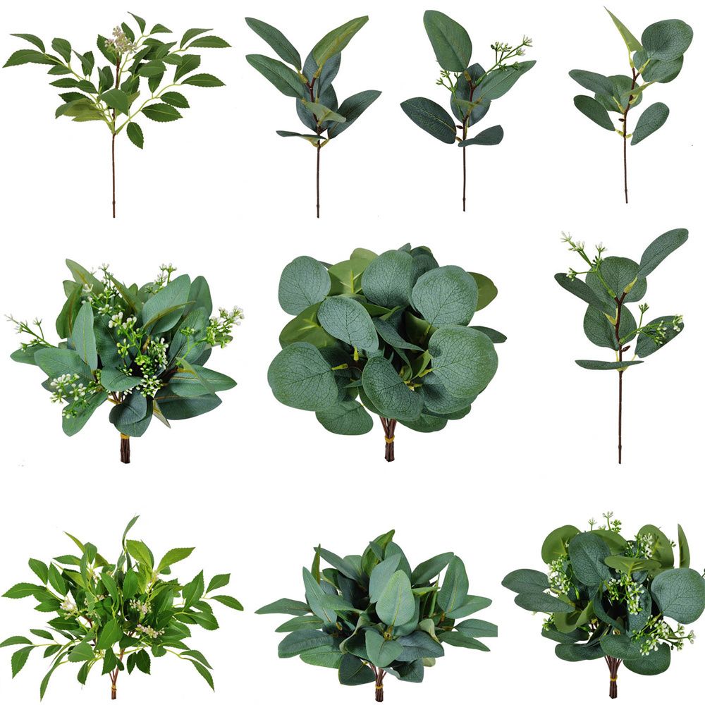 Florist Supply Bulk - 인공 식물 유칼립투스 잎 녹지 줄기,