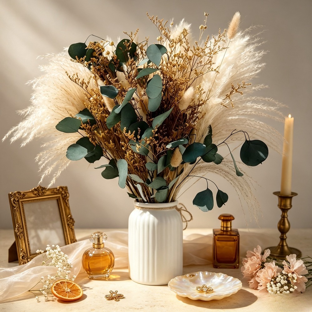자연 건조 팜파스 그래스 부케, 보존된 유칼립투스 잎, - Eucalyptus Preserved 리뷰 및 가격