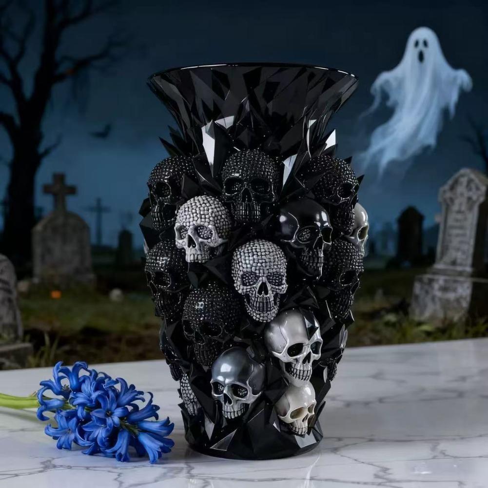 고딕 해골 레진 화병 블랙 크리스탈 질감 꽃병 할로윈  - Florist Supply Vases 리뷰 및 가격