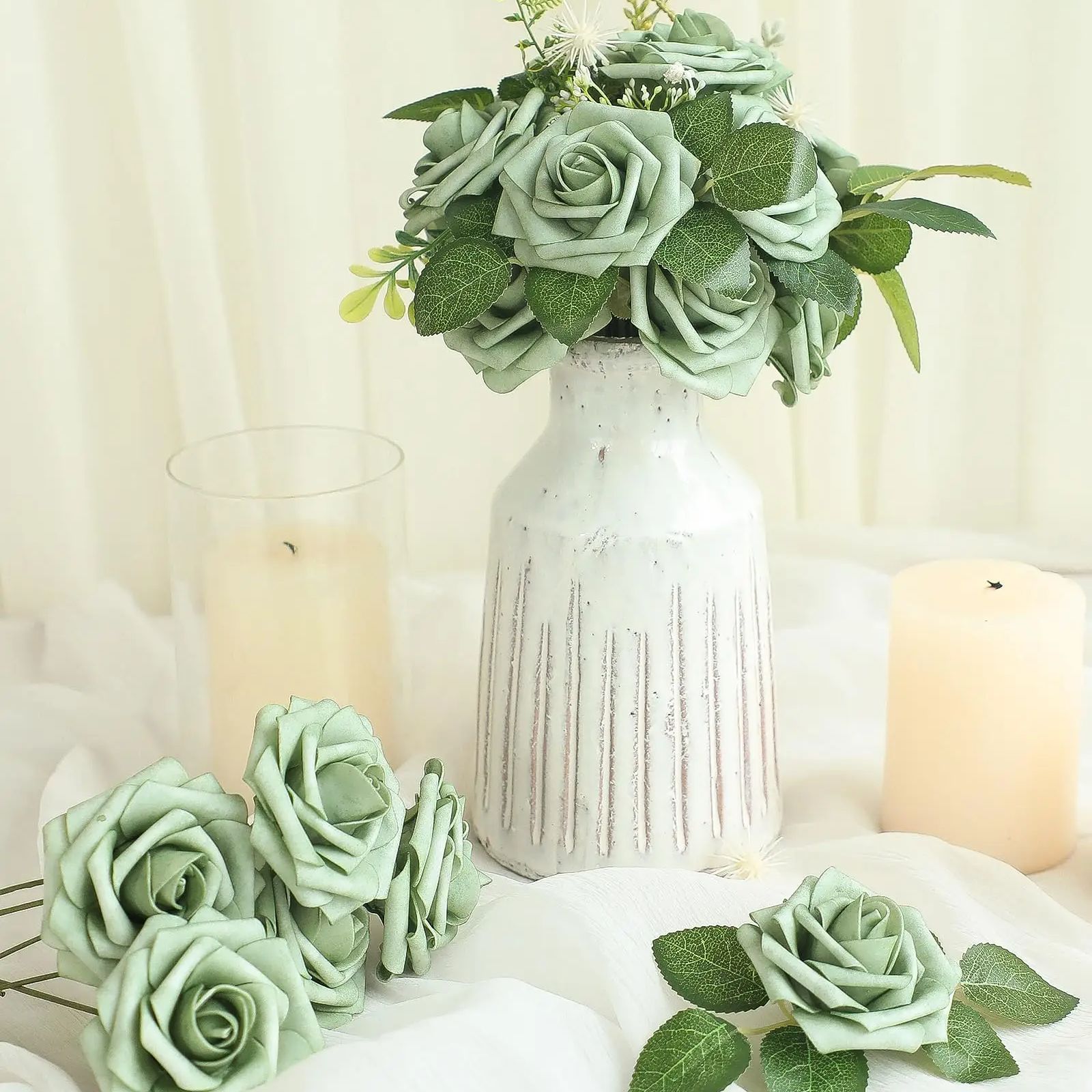 인공 꽃 25pcs DIY 웨딩 부케에 대 한 줄기와  - Florist Supply Bulk 리뷰 및 가격