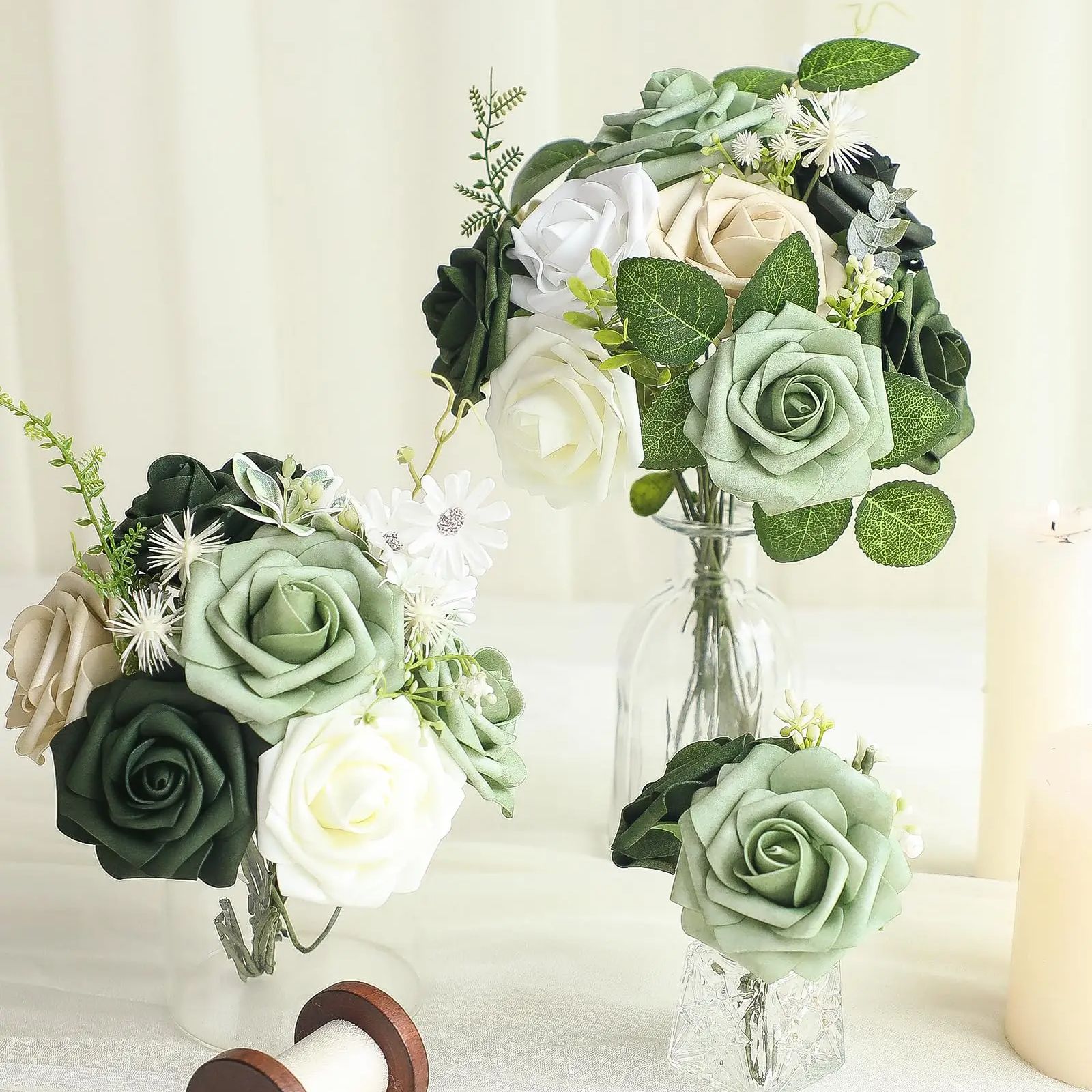 인공 꽃 25pcs DIY 웨딩 부케에 대 한 줄기와  - Florist Supply Bulk 리뷰 및 가격