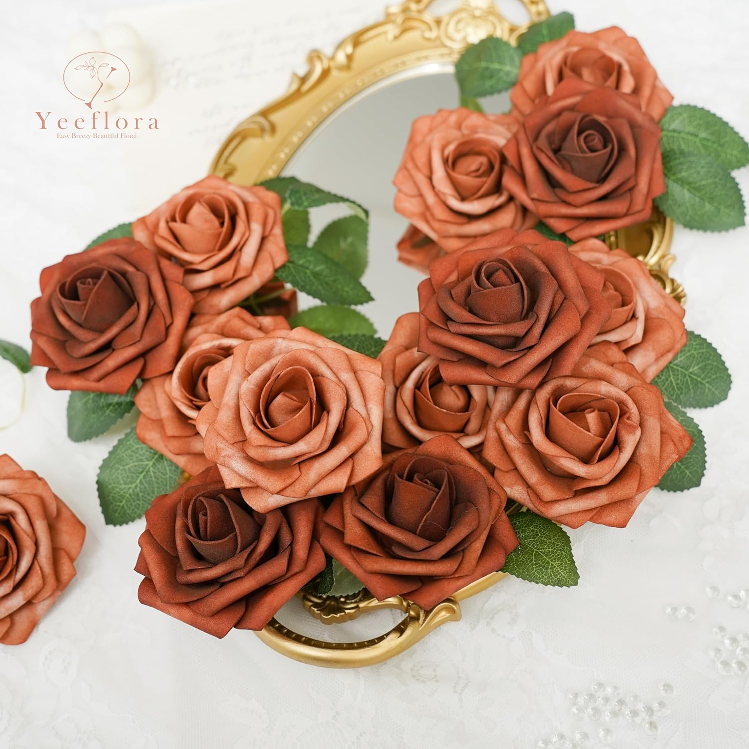 DIY 웨딩 장식용 인조 장미 25개, 테라코타 색상의 - Florist Supply Bulk 리뷰 및 가격