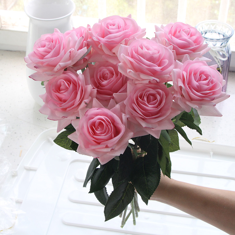 7 pcs 진짜 터치 지점 줄기 라텍스 로즈 손 느낌  - Florist Supply Bulk 리뷰 및 가격